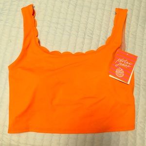 Kortni Jeane tangerine scallop top. Size XL.